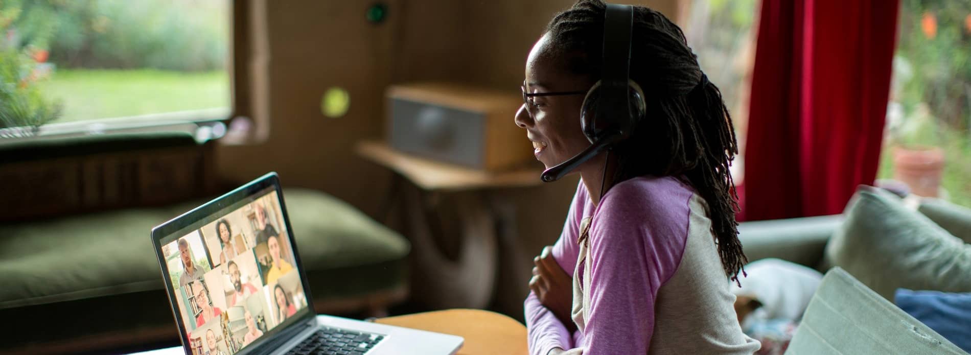 woman on a virtual meeting working from home