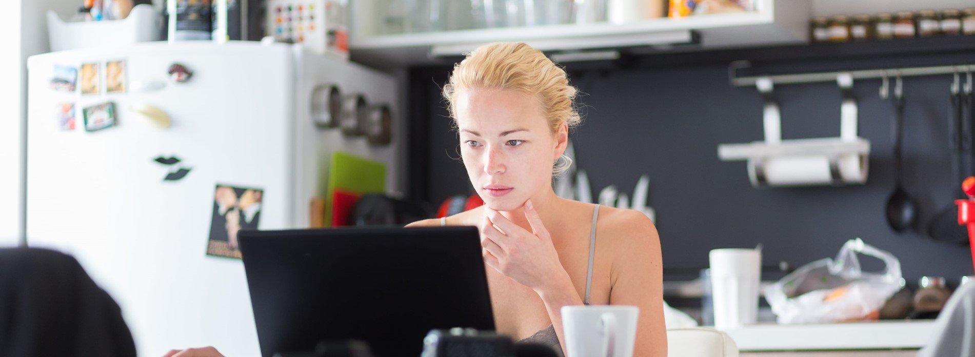 Woman looking at a laptop