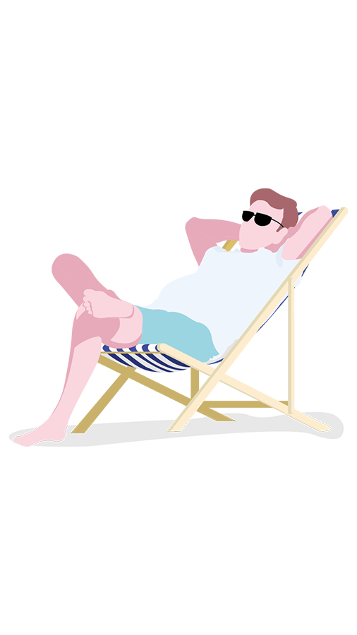 Illustration of a man sitting on a deck chair