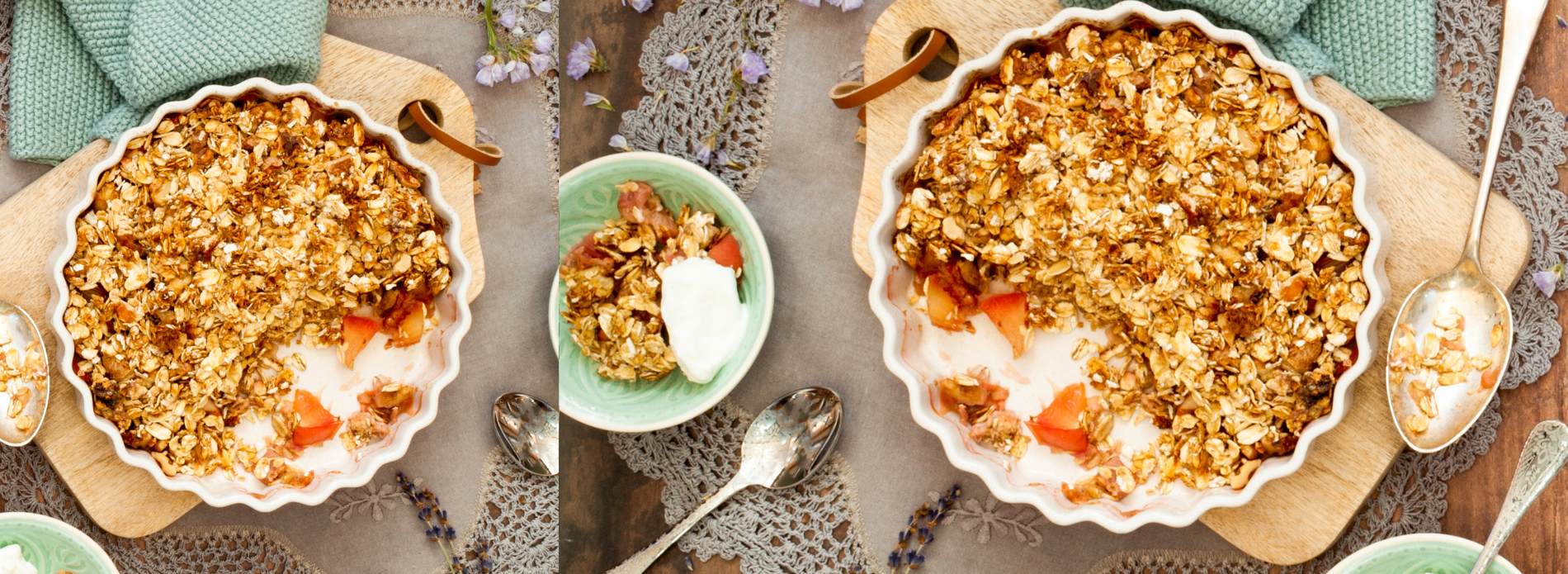 Apple and rhubarb crumble