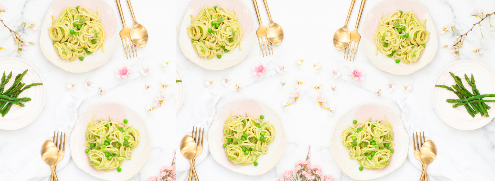 Creamy avocado and spring green pasta