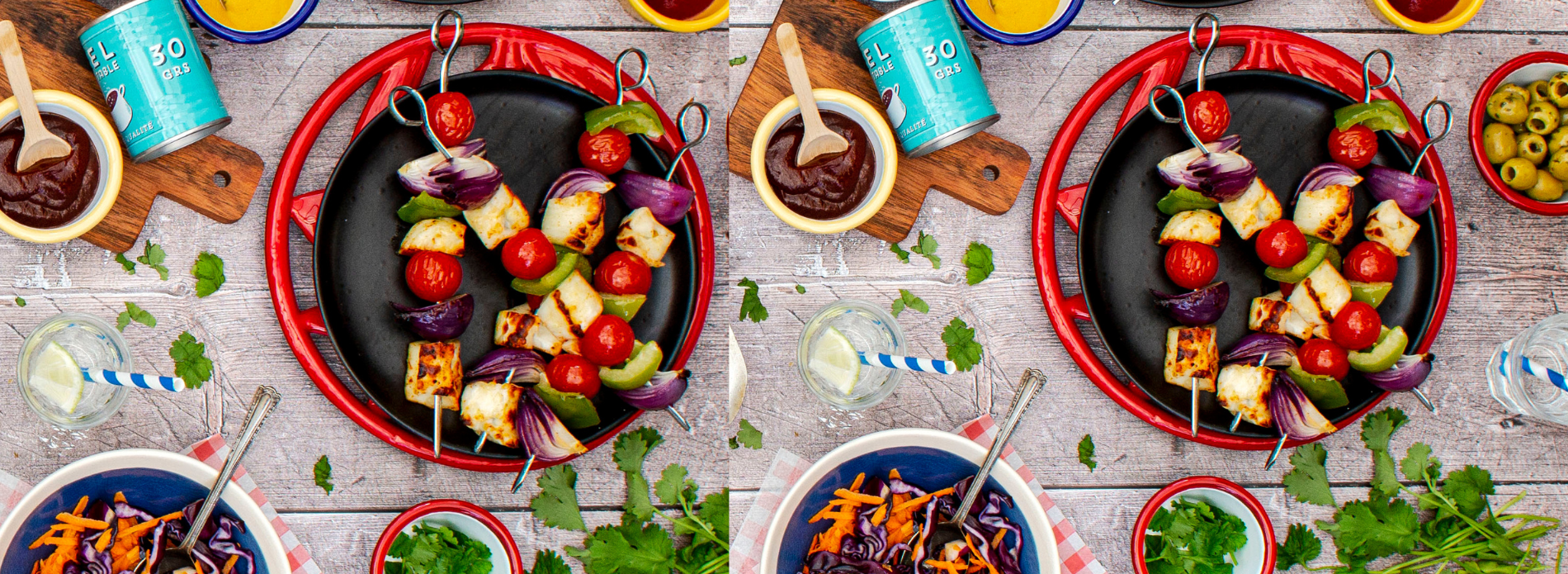 Paprika halloumi skewers