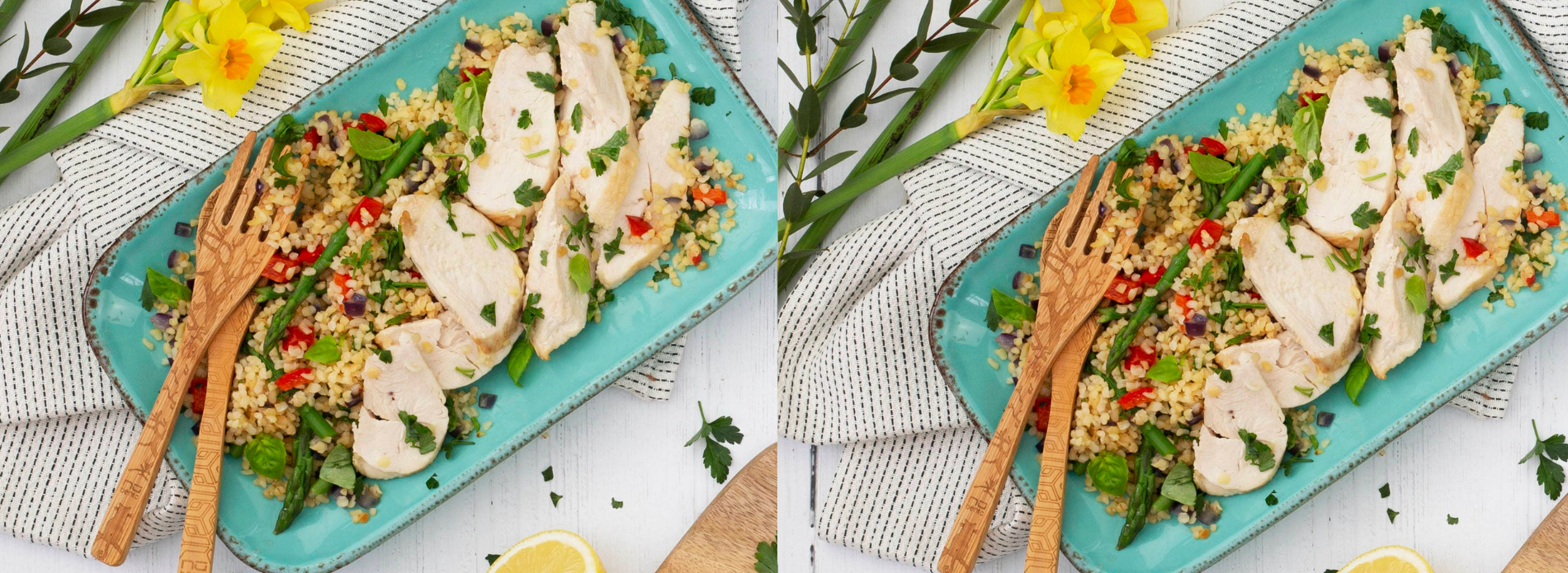 Zingy chicken with bulgur wheat